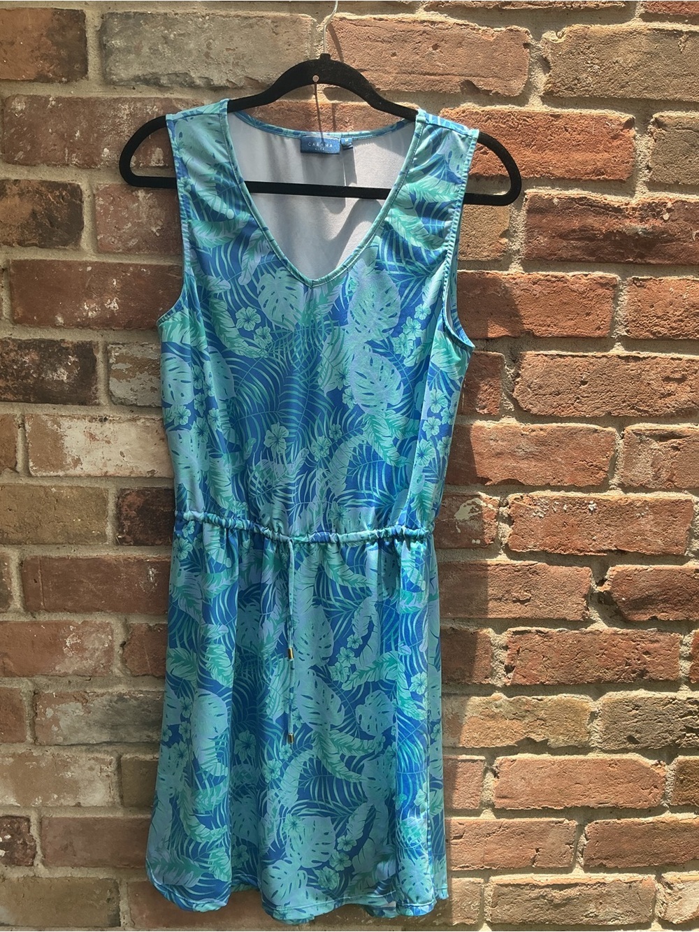 Cabana Life Tropical Print V-Neck Sundress in Aqua & Teal medium